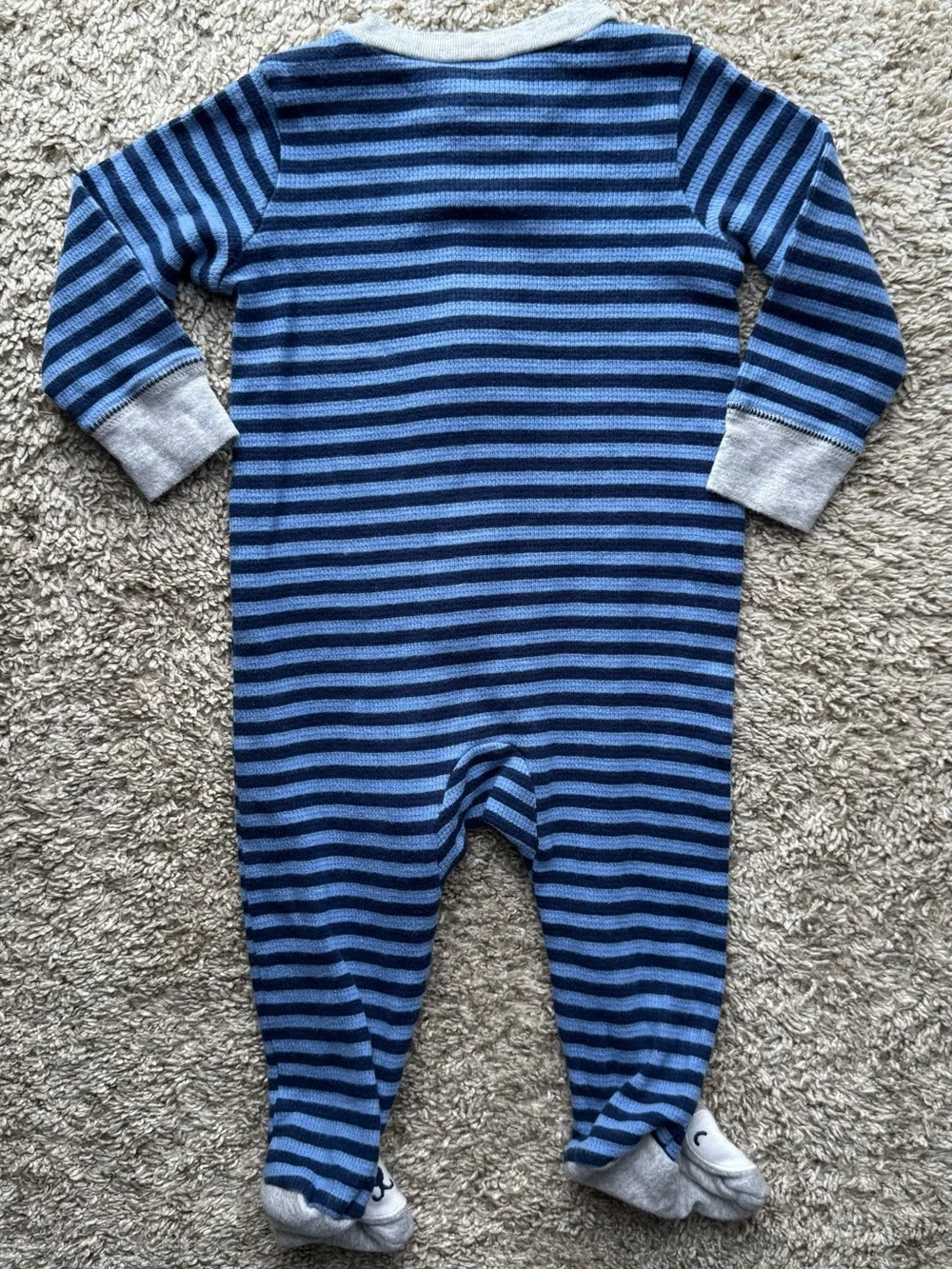 Carter’s Baby Boys Blue Striped Footed Sleeper Pajamas 6M Puppy Zip Cotton